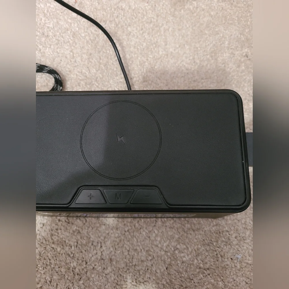 Black LED Clock with Wireless Charger